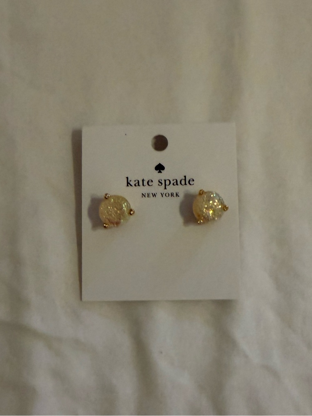 Kate Spade New York Gold Glitter Druzy Stud Earrings NWT
